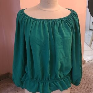 Summer Rio Green Off-Shoulder Blouse SIze LG